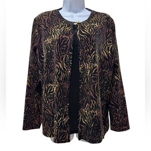 Elementz Metallic Glitter Jacket  Attached Velvet Cami Size XL Glam Elegant